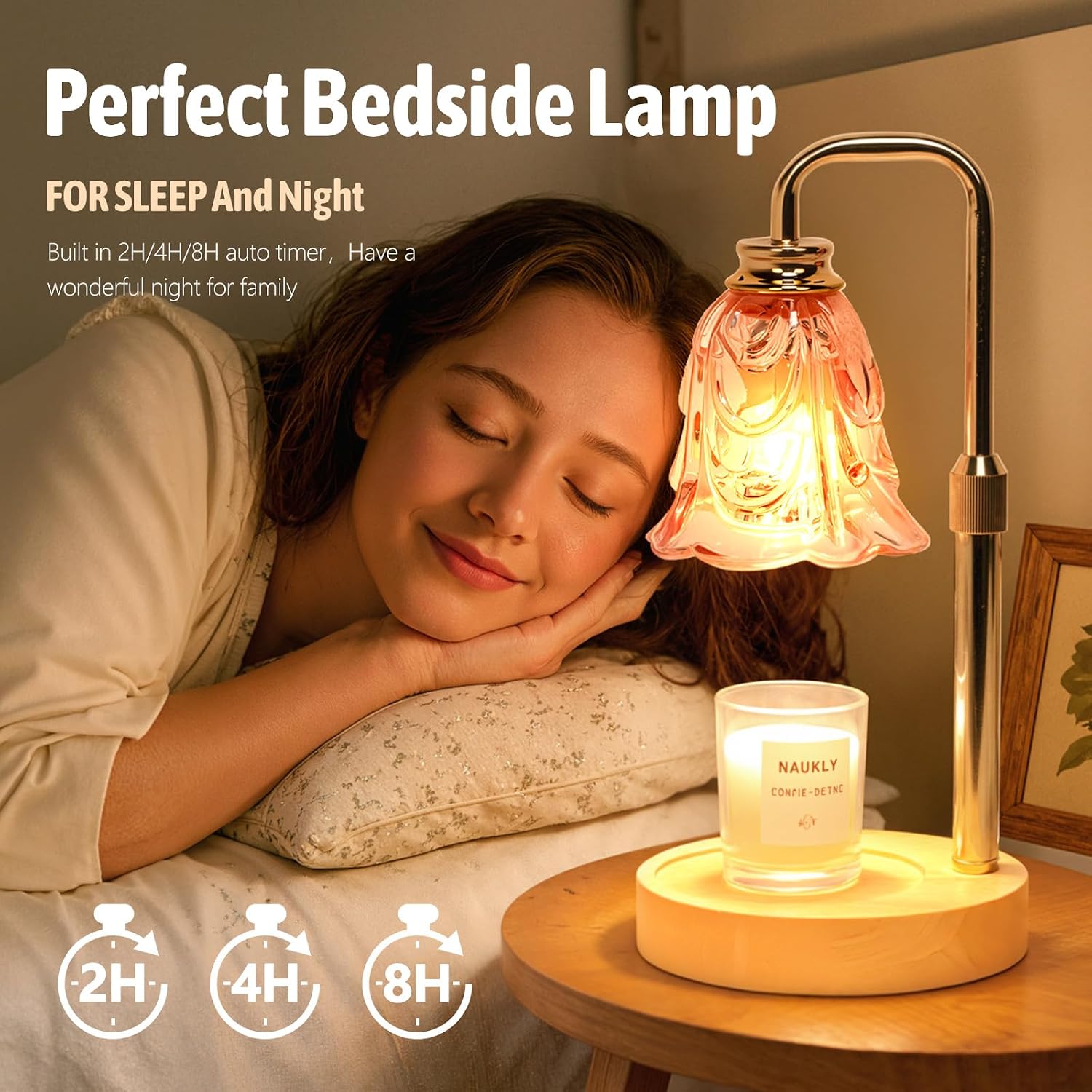 Droyek Candle Warmer Lamp with Timer Electric Adjustable Height Candle Warmer Dimmable Wax Warmer Lamp Jar Candles with 2 Bulbs for Home Decor & Office