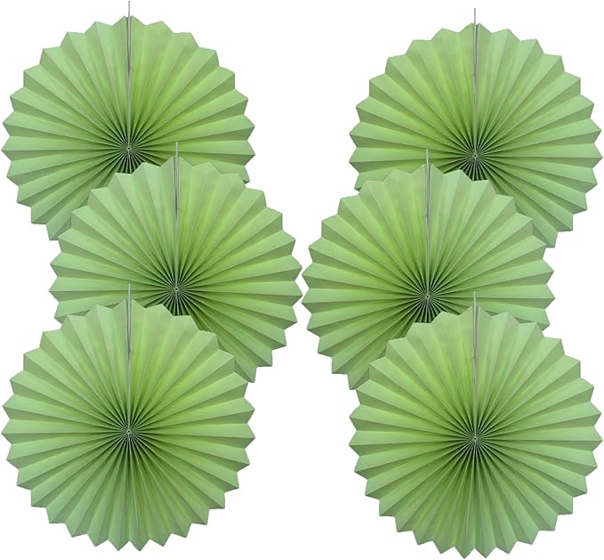 Green Hanging Paper Fans,Green Accessories Paper Decorations for Party,Army Birthday Party Decorations,Lime Green Decor 16in Hanging Paper Fans 30 Color DIY Set （Light Green）)