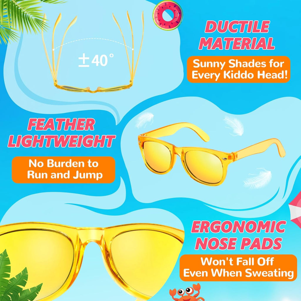 Kids Sunglasses Bulk Party Favors - 24Packs Boys Girls Sunglasses for Kids Age 3-8, Neon Sunglass with UV400 Protection, Goodie Bags Stuffers for Kid Birthday Party Supplies, End of Year Student Gifts