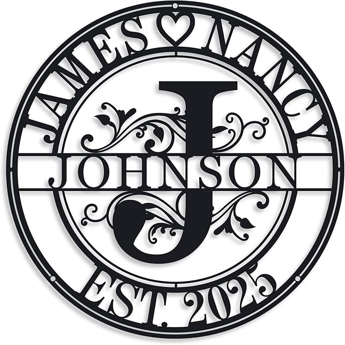 Personalized Family Name Sign Last Name Signs for Home Custom Metal Sign Metal Name Signs Personalized Metal Signs Monogram Wall Decor Anniversary Gifts Personalized Wedding Gifts