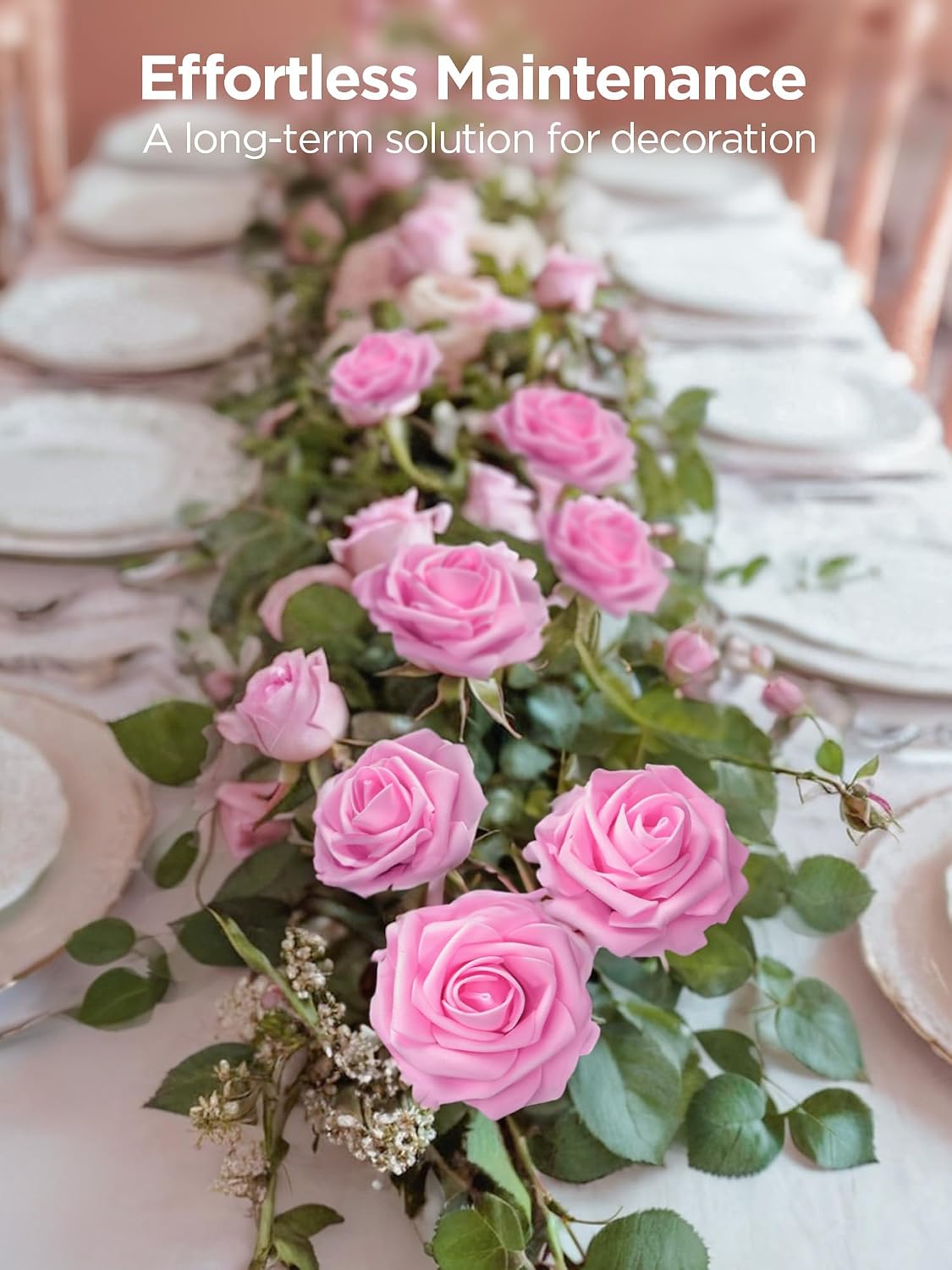 innogear fake roses 50 pcs pink flowers artificial showing dimensions