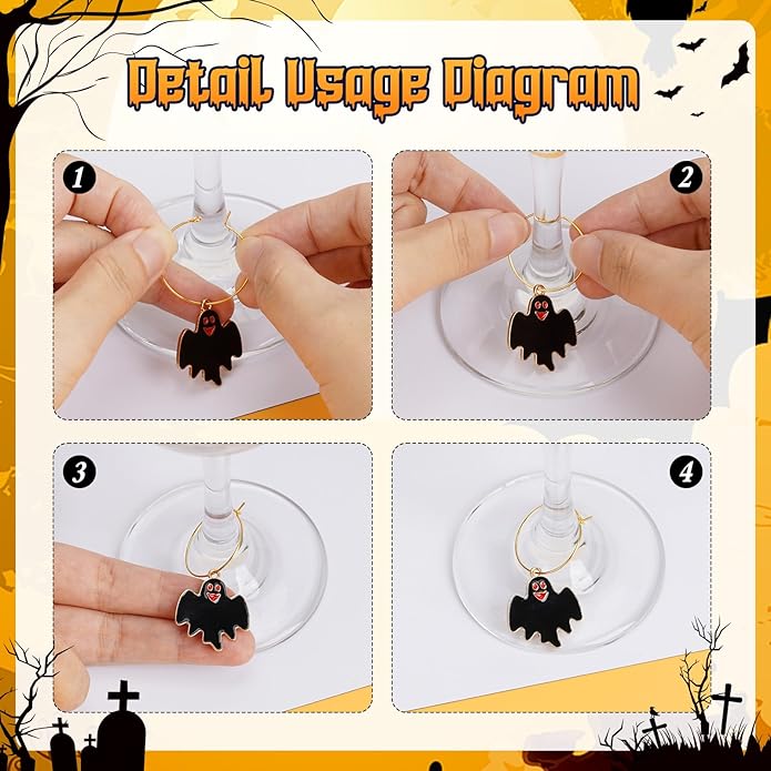 30PCS Wine Glass Charms Identification Markers for Stem Glasses, Wine Tasting Party Favors Holiday Decorations