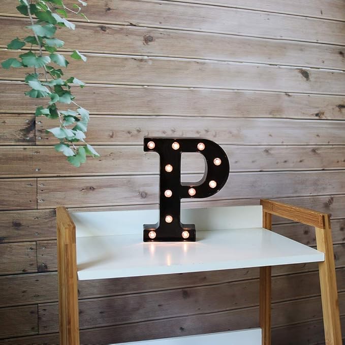 Light Up Black Alphabet Marquee Letters Sign LED Marquee Number Lights Sign for Night Light Home Bar Christmas Lamp Birthday Party Wedding Decoration P
