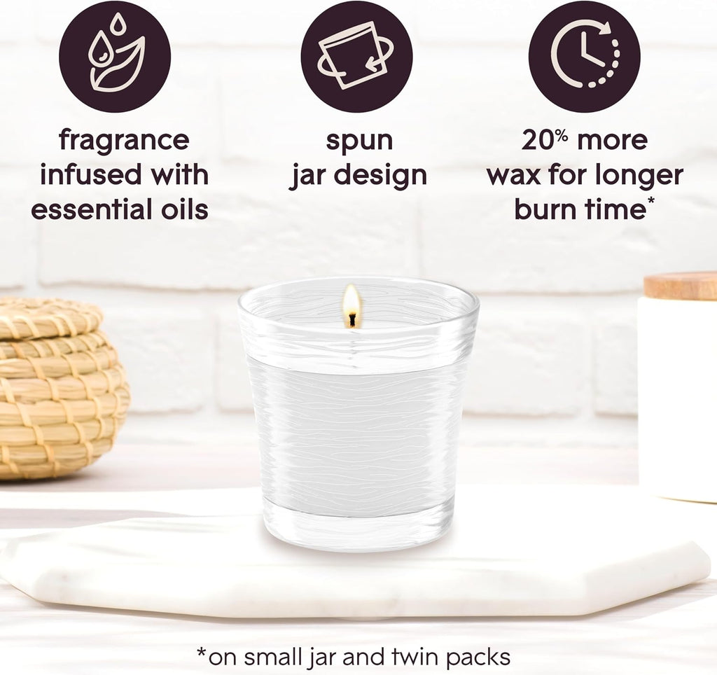 Glade 1-Wick Scented Candle Jar, Clean Linen, Air Freshener Infused with Essential Oils, 4.08 Oz, 2 Count
