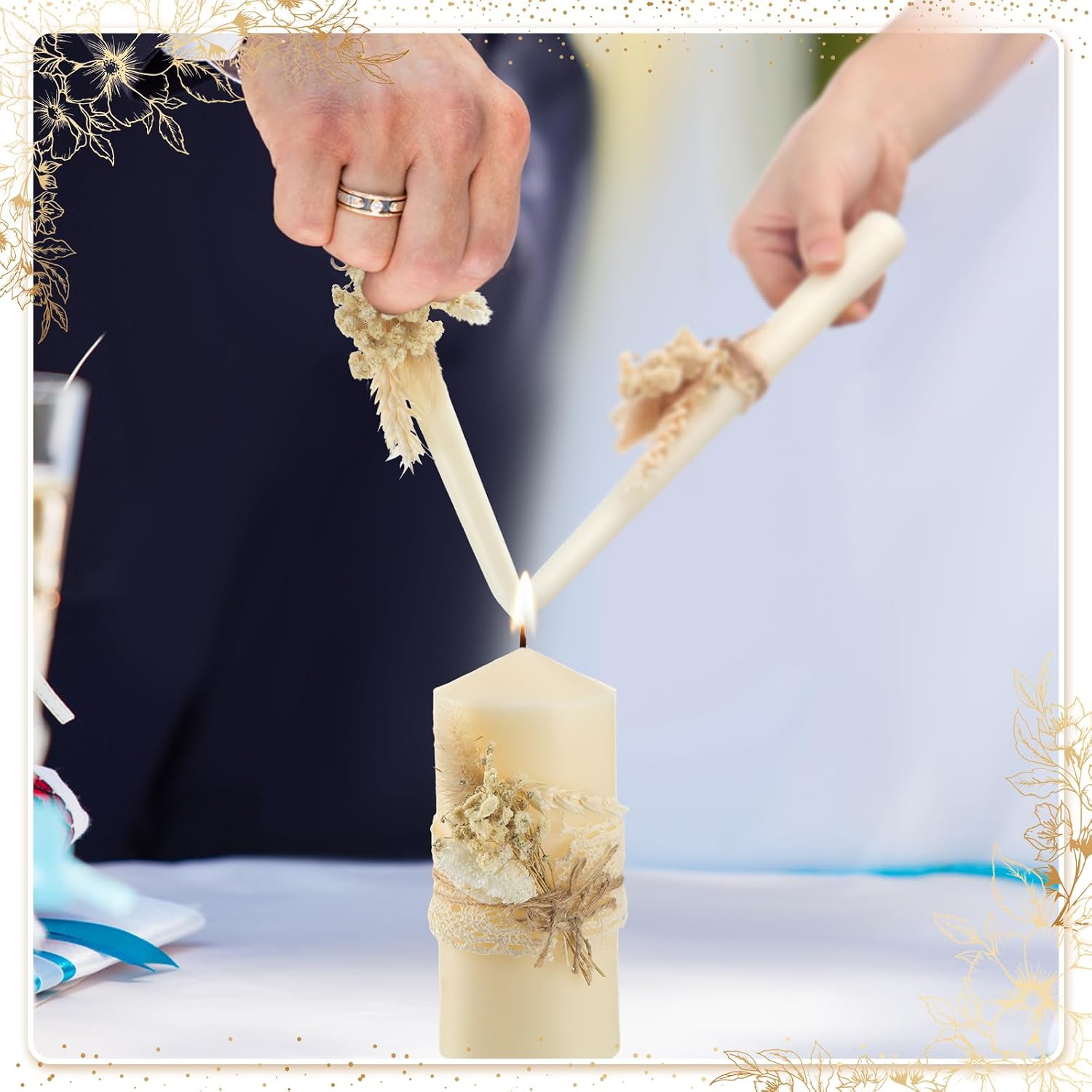 Conelist 3 Pcs Wedding Unity Candles for Wedding Ceremony Gift 6.3" Pillar and 9.8'' Taper Candles Set for Reception and Ceremony Events Decor(Rustic Style)