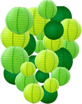 Green Paper Lanterns Decorative, Chinese/Japanese Hanging Round Paper Lanterns Decorations for Wedding, St. Patrick's Day, Dinosaur, Jungle Theme Birthday (12 PCS)