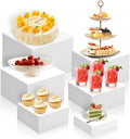 6Pcs Buffet Risers,Food Risers for Buffet Table Display Stand Shelf for Party Catering Dessert Jewelry Collectibles Acrylic Cube Boxes Display Nesting Risers (White-L(5,6,7,8,9,10))