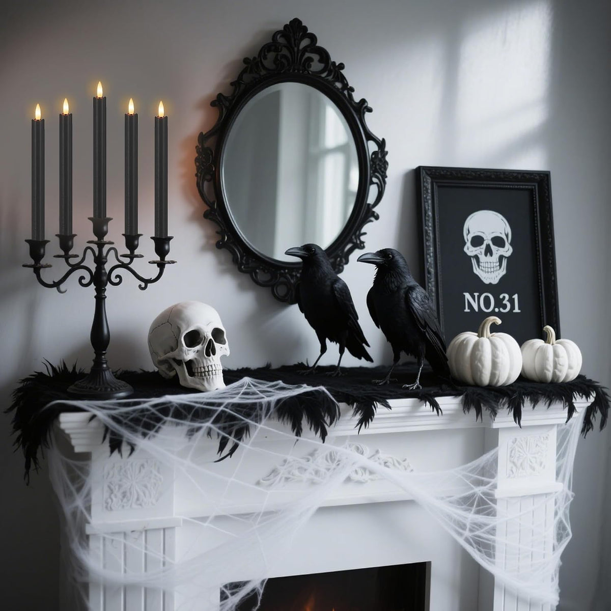Black Flameless Taper Candles with Remote and Timer, Real Wax, 6 Pack