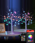 ariceleo 2ft lighted birch tree with rgb led, main product view
