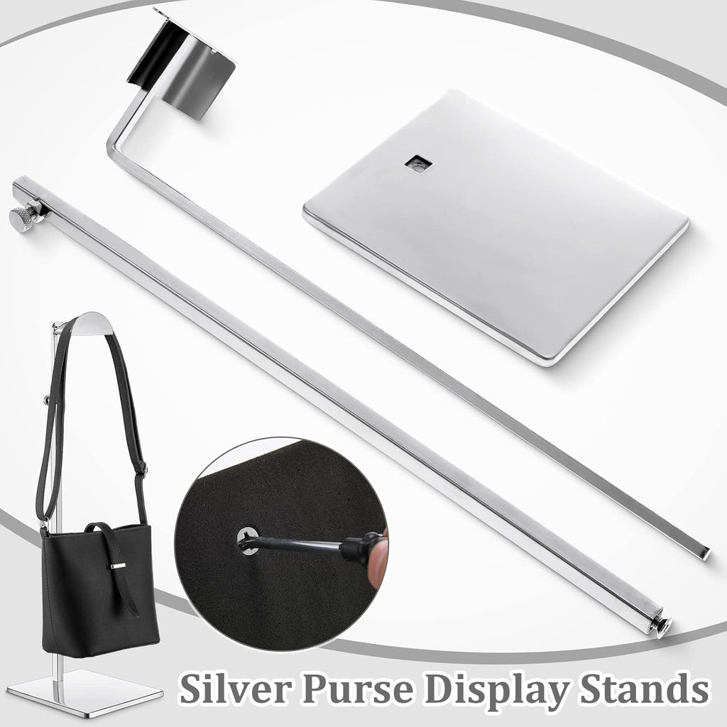 maitys 4 pack purse display stands stainless steel, side view