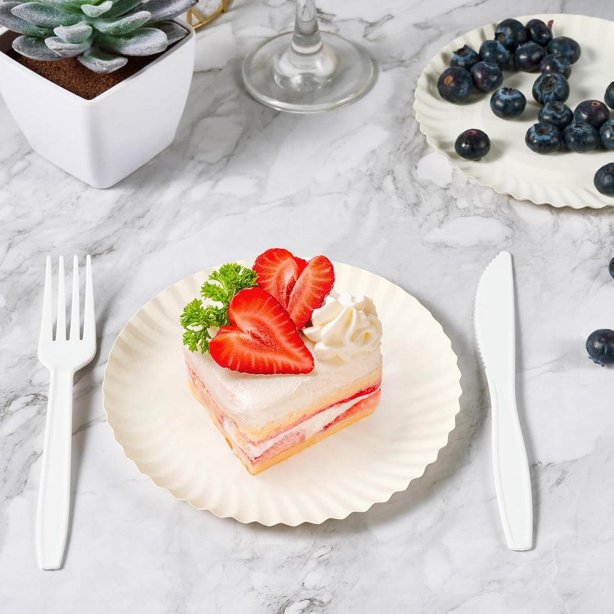 FOCUSLINE 6 Inch Paper Plates 1000 Count, White Small Plates Uncoated