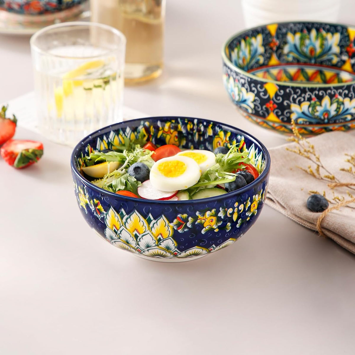 vancasso SIMI 28 oz Cereal Bowls Set of 6, Bohemian Ceramic Soup Bowls