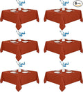 Fitable 6 Pack Square Fall Tablecloths - 70 x 70 Inches, Rust - Stain Resistant and Reusable Table Clothes, Polyester Fabric Table Covers for Dining, Card Tables, Coffee Tables