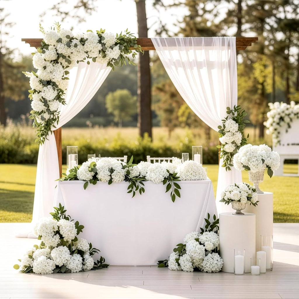 auihiay 64pcs hydrangea artificial flowers bulk, silk white shown in use