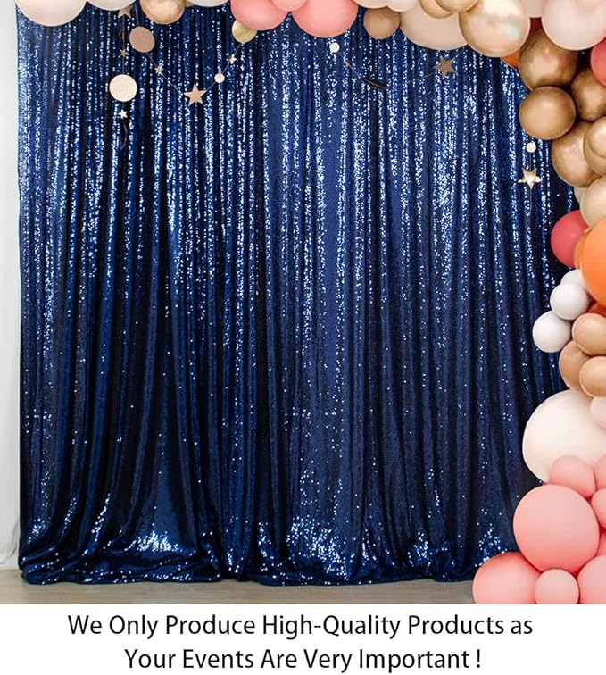 ShinyBeauty Sequin Backdrop 7FTx7FT Navy Blue Sequin Fabric Drapes Sparkle Backdrop for Photoshoot & Birthday Party