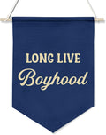Long Live Boyhood Wall Banner ,Navy Blue Canvas Wall Hanging Poster for Boys Bedroom Nursery Playroom Decoration,Inspirational Flag Sign for Classroom Teen Boy Room Decor 11x16inch(KD30)