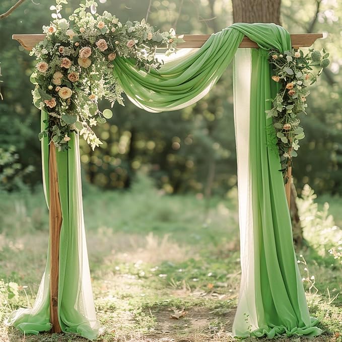 Wokceer Wedding Arch Draping 28.7" x 20FT Sage Green Sheer Fabric Backdrop for Ceremony, Birthday Party, Bridal Shower Decoration
