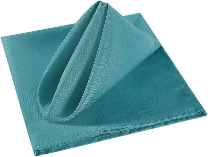 Cloth Napkins 20x20 inch Washable Polyester Dinner Napkins Soft Table Napkins for Wedding Party Dining Banquet(Teal,12PCS)