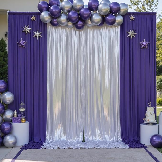 10x10 ft Wrinkle Free Silver Sequin Backdrop Curtain for Parties,Thick Not Fall Glitter Wedding Drapes Backdrop,2 Panels 5x10ft Shimmer Photo Wall Back Drop Cloth for Birthday Photography Background
