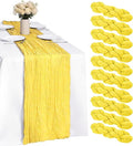 10 Pack Yellow Cheesecloth Table Runner -21*120Inch Long Boho Wedding Table Decor, Rustic Gauze Fabric Runner for Bridal Showers, Baby Showers & Parties (Sheer, Lightweight, Wrinkled Design)