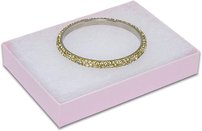 TheDisplayGuys - 25-Pack #53 Kraft Paper Cardboard Gift Boxes/Jewelry Cases w. Cotton Padding & Lid - Pink - (5.4" x 3.9" x 1.0")
