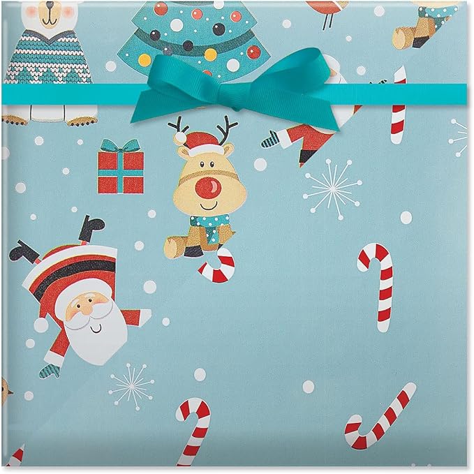 Current Christmas Critters Double-Sided Rolled Christmas Wrapping Paper - Premium Jumbo 23-Inch x 32-Foot Gift Wrap Roll, 61 Square Feet Total