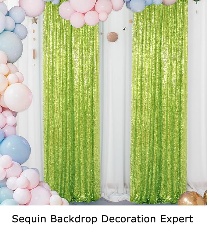 ShinyBeauty Sequin Backdrop Green 2FTx8FT 2 Pieces Olive Green Backdrop Panels Shimmer Backdrops for Parties Graduation Background Christmas Decoration