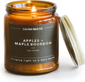 Calyan Wax Co. Apples & Maple Bourbon Scented Candle - 57 Hour Burn - Luxury Clean Soy Wax Candles - Long Lasting Amber Glass Jar Candle for Home - 7.2oz