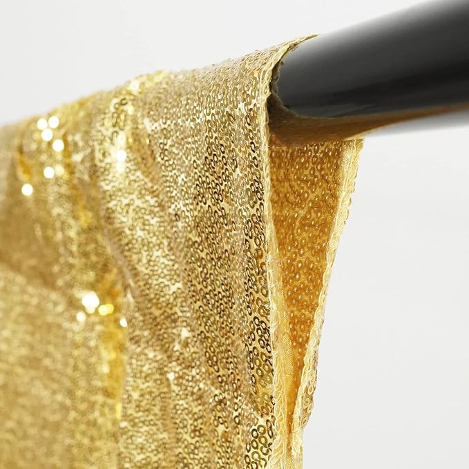 Poise3EHome 7Ft x 7Ft Gold Sequin Backdrop, Glitter Thick Satin Sequin Background Drapes Sequence Xmas Thanksgiving Backdrop for Wedding Party Holiday Festival Decor