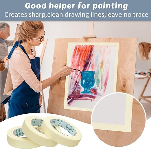 Masking Tape Bulk General Purpose Masking Painting Tape 55 Yards for Painting Home Office School Stationery Arts Crafts Basic Use, Easy Removal(45 Rolls,0.8 Inch)