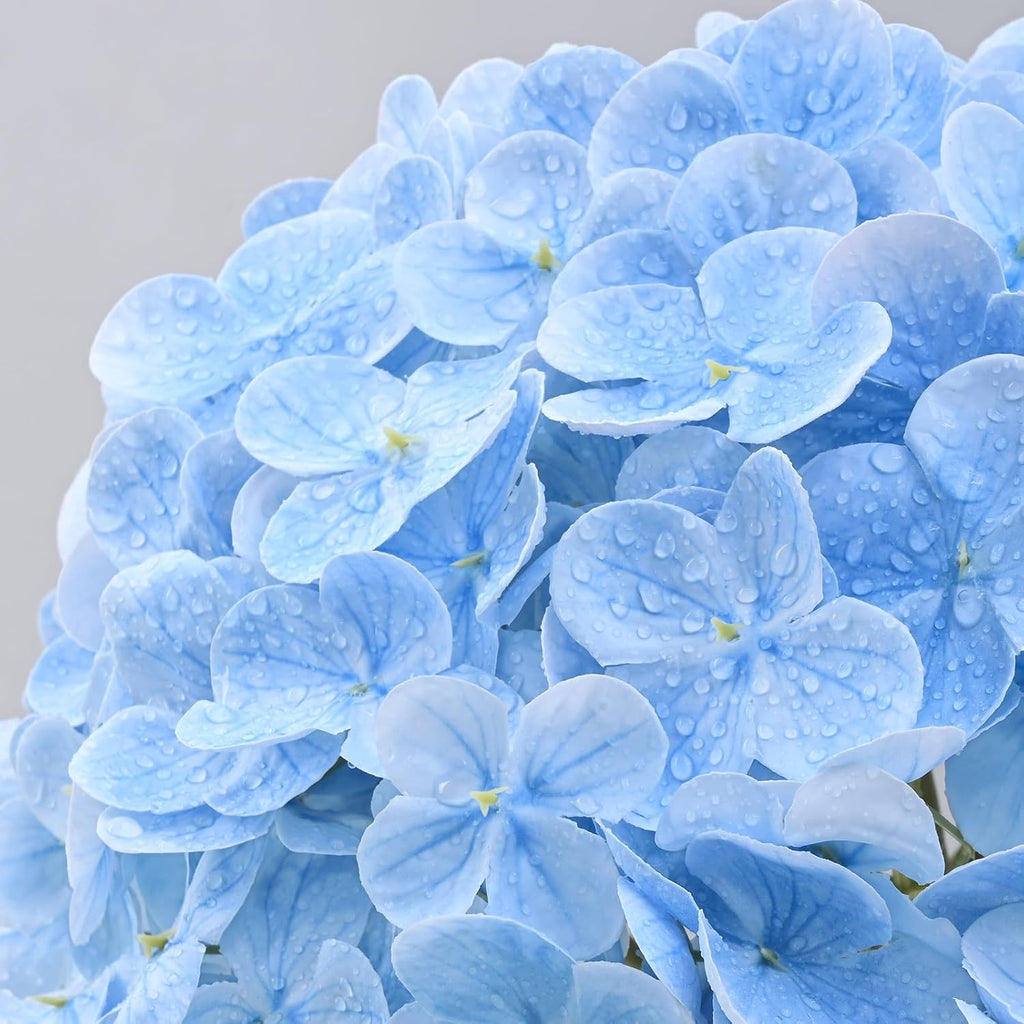 MARTINE MALL 3Pcs 21in Hydrangea Artificial Flowers, Latex Real Touch Hydrangeas Lifelike Large Hydrangea Flowers for Home Decor Party Arrangements Wedding Bouquets Centerpieces (Blue)