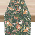 Rustic Woodland Table Runner, Farmhouse Forest Animals Country Lodge Wild Animals Fox Rabbits Table Center Decor for Home Kitchen Dining Patio Holiday Party Indoor Table Decorations, 13"x72" Inch