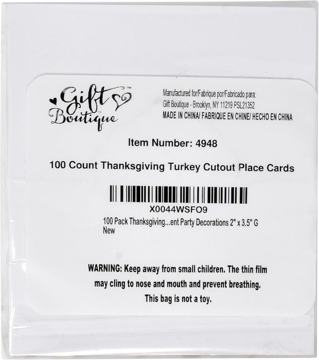 Gift Boutique 100 Pack Thanksgiving Turkey Place Cards Fall Harvest Folded Paper Name Tent Cards for Dinner Table Setting Party Wedding Decorations