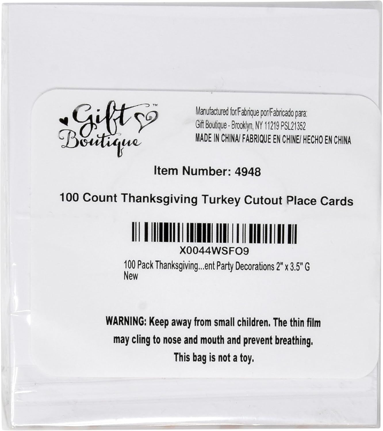 Gift Boutique 100 Pack Thanksgiving Turkey Place Cards Fall Harvest Folded Paper Name Tent Cards for Dinner Table Setting Party Wedding Decorations