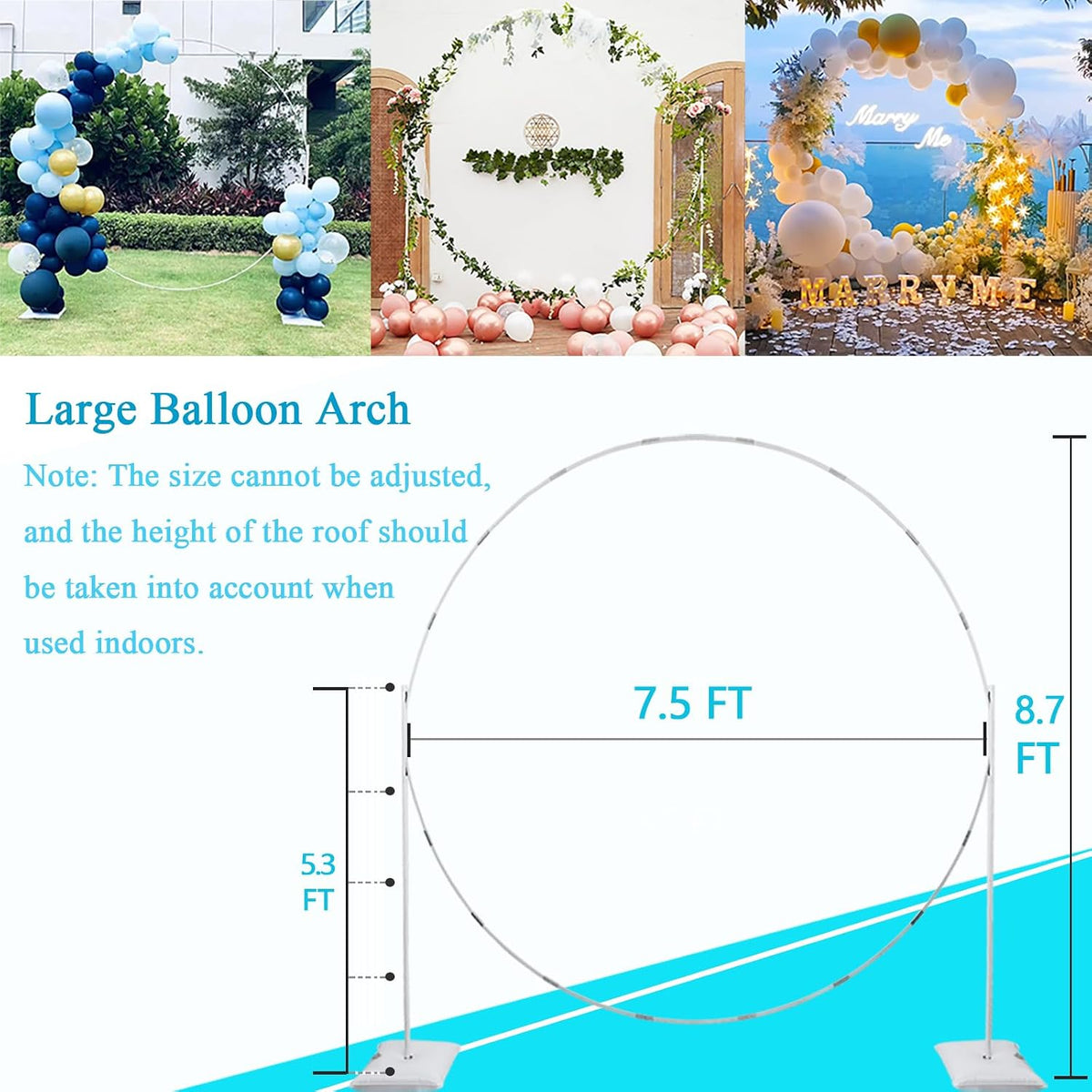 decojoy balloon arch stand, 7.5ft large round backdrop, view 9