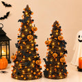 lighted halloween tabletop trees with timer, pumpkin bat, main product view