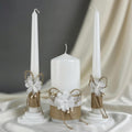 Unity Candle Set - Wedding Ceremony & Reception – 6” Pillar & Two 10” Taper Candles – Long Burning Wedding Unity Candles for Marriage Ritual – Home Decor- Handmade in USA – White | Rustic