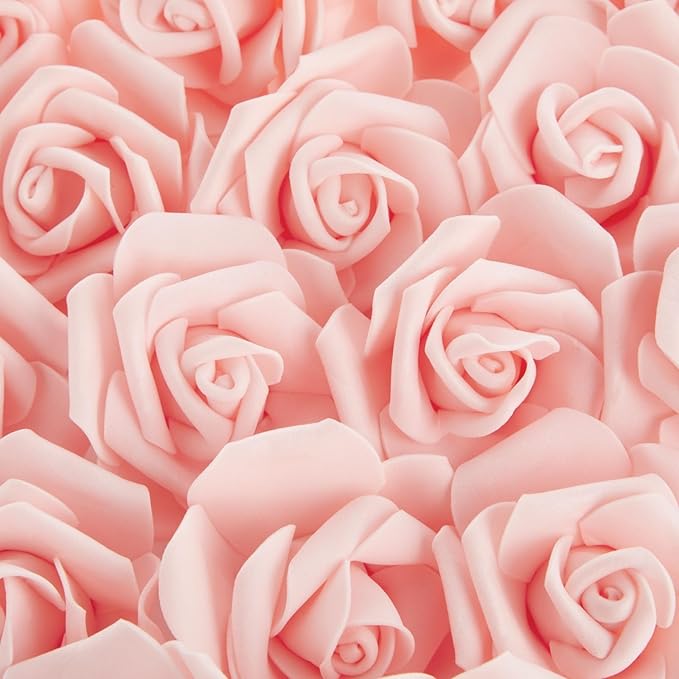 Juvale Artificial Roses for Wedding Decor - 3-Inch Pink, 100 Pack - Realistic Artificial Flowers for Centerpiece Table Decorations