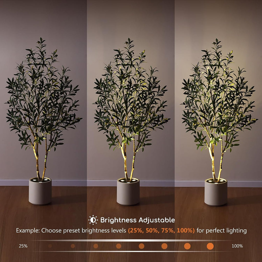 verinatural 5ft olive trees artificial indoor with remote, side view