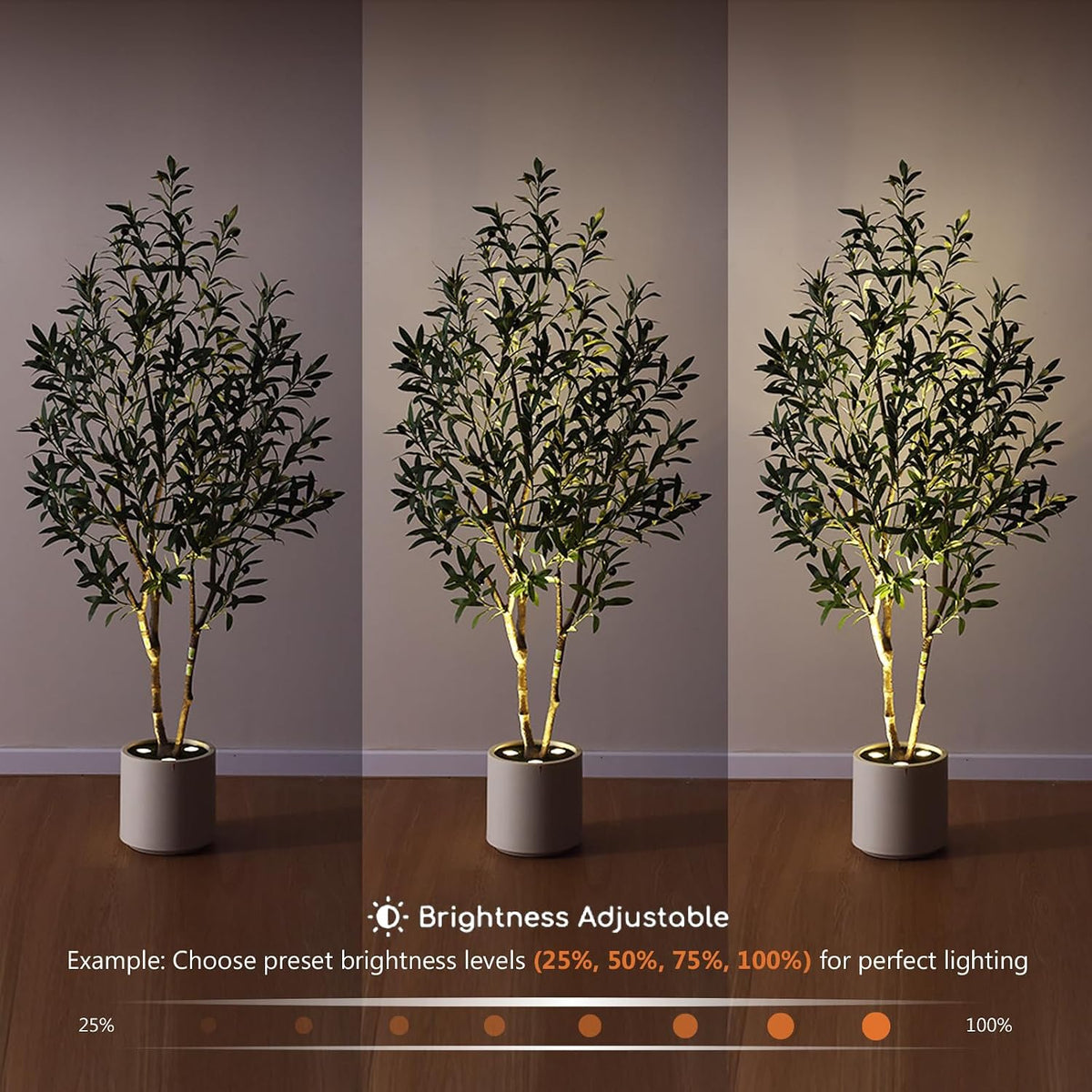 verinatural 5ft olive trees artificial indoor with remote, side view