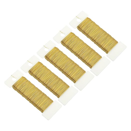 MECCANIXITY 190 Yards/575 Feet 27 Gauge Metal Floral Wire Gold Tone Flexible Paddle Thin Floral Wires for Craft, Christmas Wreath, Flower Arrangement, Wedding, Total 5 Roll