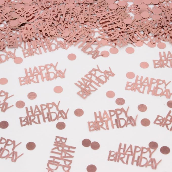 Rose Gold Birthday Confetti - 270 PCS Glitter Happy Birthday Decorations for Table