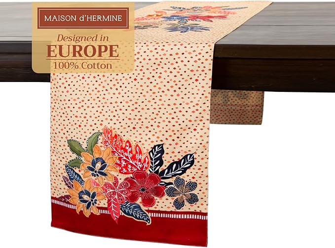 Maison d' Hermine Table Runner 100% Cotton Double Layer Table Runners 108 inches Long for Thanksgiving Christmas Decorations Home Kitchen Dining Party Wedding (Kalahari, 14.5" x 108")