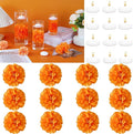 24 Pcs Floating Candles for Centerpieces and Floating Flowers Vase Fillers for Centerpieces Orange Artificial Flowers for Wedding Table Party Home Decoration