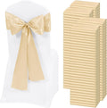 120 PCS Champagne Satin Chair Sashes, Ties Bows Designed Chairs Decorative, Chair Cover Sashes for Thanksgiving Wedding Christmas Banquet Party Home Kitchen Decoration (7 x 108 inch)