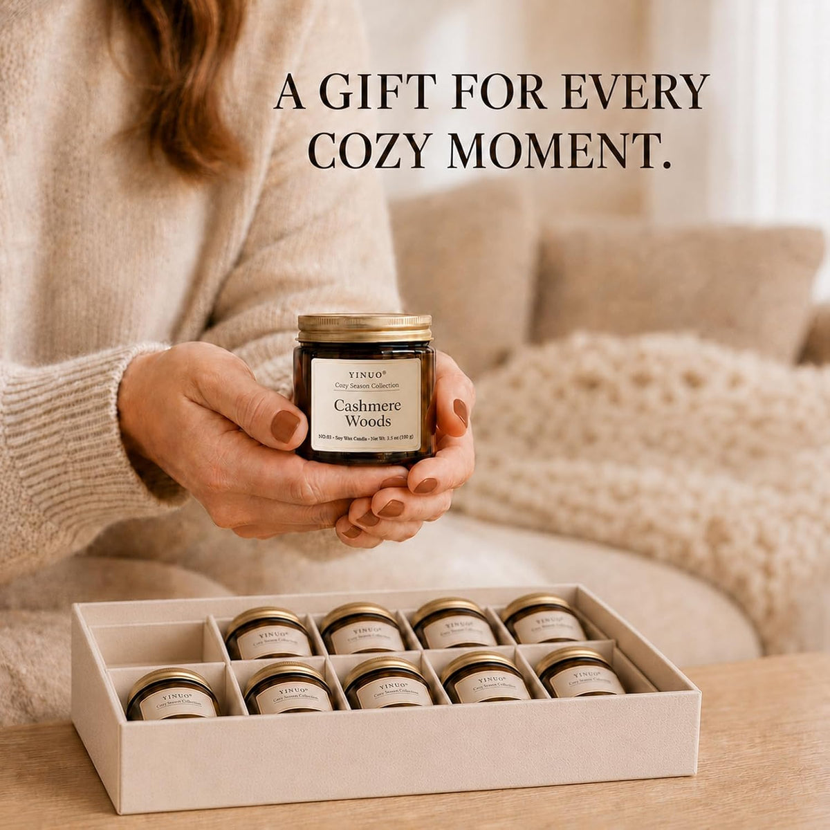 YINUO Fall & Winter Scented Candles for Home, 12 Pack Gift Set, 3.5 oz Each
