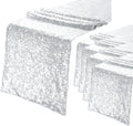 Eternal Beauty Silver Table Runner for Wedding, 5PCS-12x72 Sequin Table Runner Decorations for Birthday Parties, Banquets, Graduations,Christmas