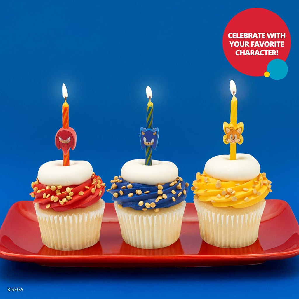 Sonic the Hedgehog Cake Candles | 6 Birthday Cake Candles Featuring Sonic, Knuckles, & Tails, for Sonic Party
