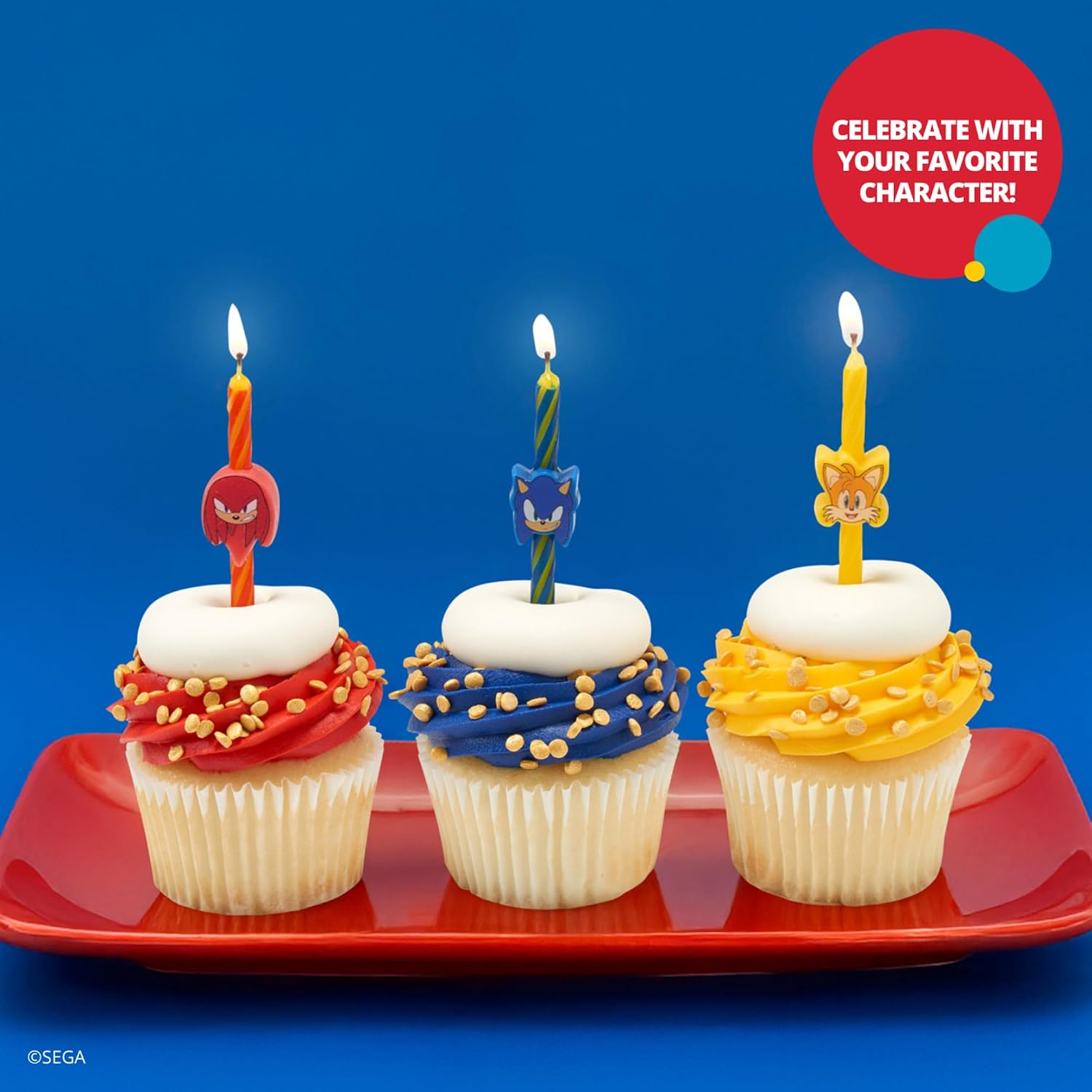 Sonic the Hedgehog Cake Candles | 6 Birthday Cake Candles Featuring Sonic, Knuckles, & Tails, for Sonic Party
