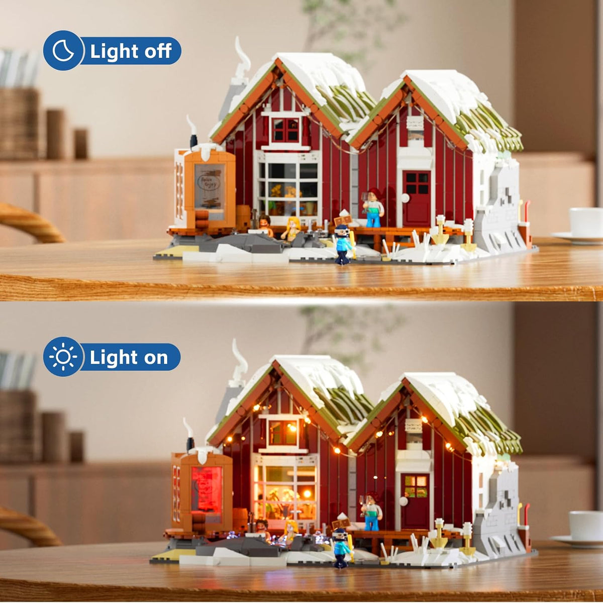 lumibricks spa-cabin winter lighting-building-bricks set - 2235 pcs shown in use